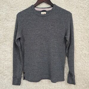 Relwen Thermal Shirt Men's Medium Gray Waffle Knit Crewneck Fitted Long Sleeve